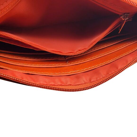 Treska Orange Clutch Bag Vegan Leather Wristlet Zipper Pockets Small Purse Case - Picture 8 of 10